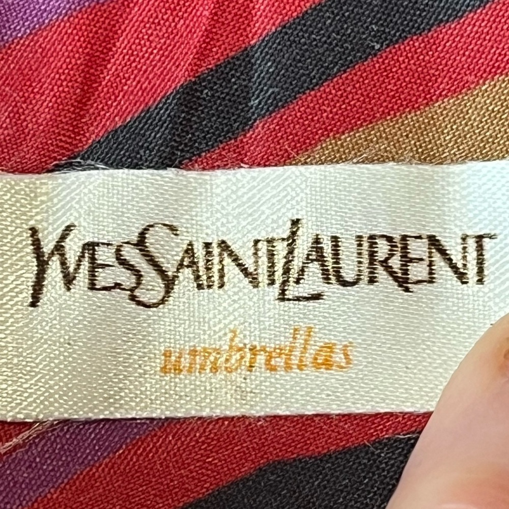 Vintage Yves Saint Laurent Umbrella Pink Purple Black Tan - Picture 9 of 16